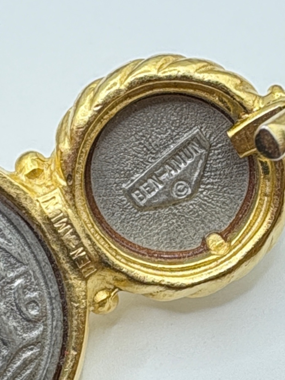 Ben-Amun Black Leather Belt with Roman Emperor Hadrian Gold Coin-Style Buckle M - Picture 8 of 10